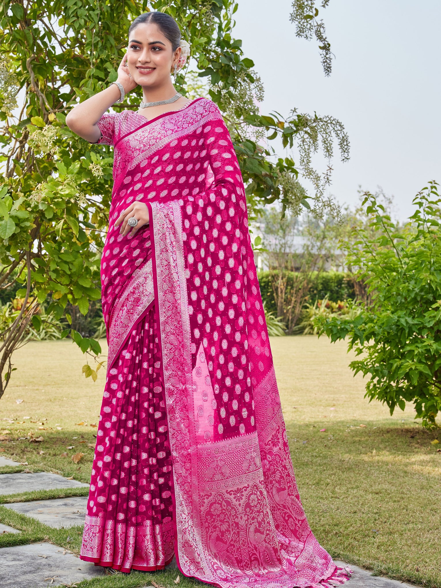 Rani Georgette Saree PANKAJ - View 2