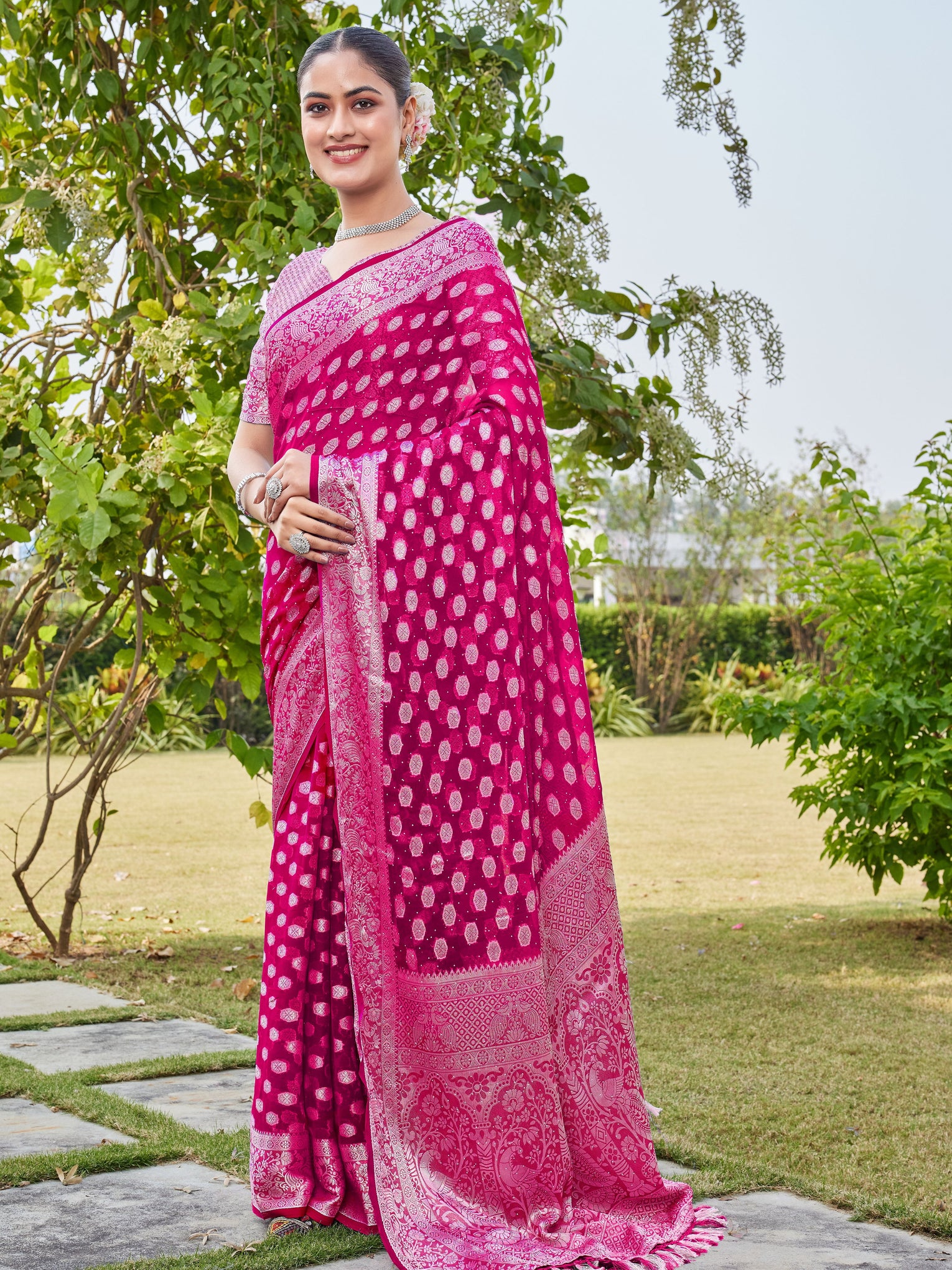 Rani Georgette Saree PANKAJ - View 3