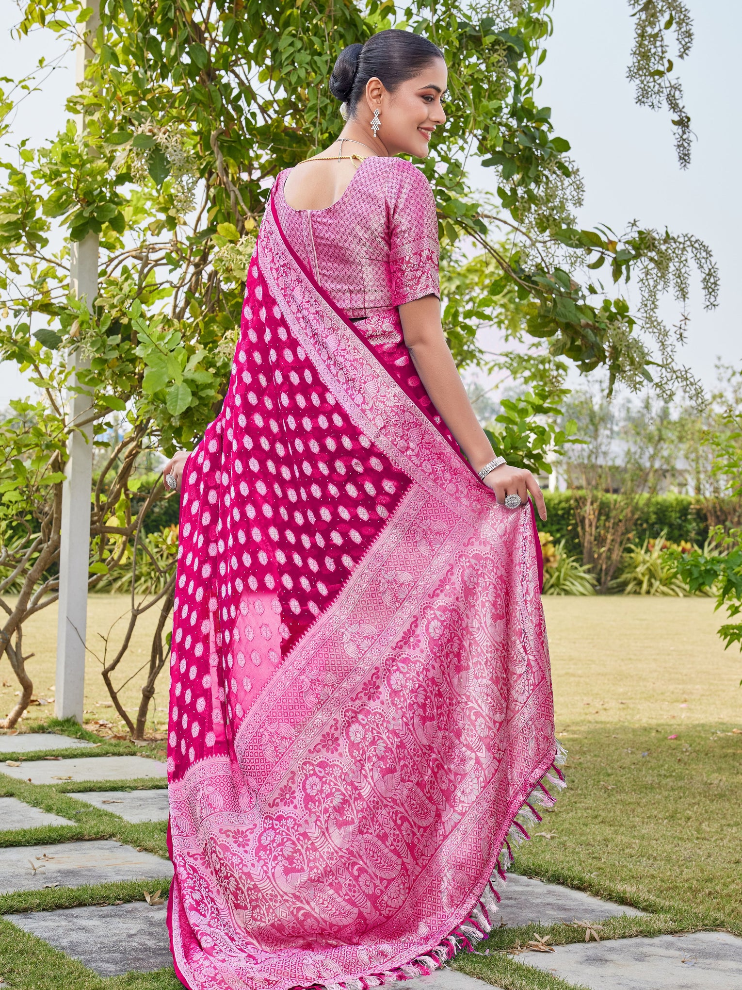 Rani Georgette Saree PANKAJ - View 4