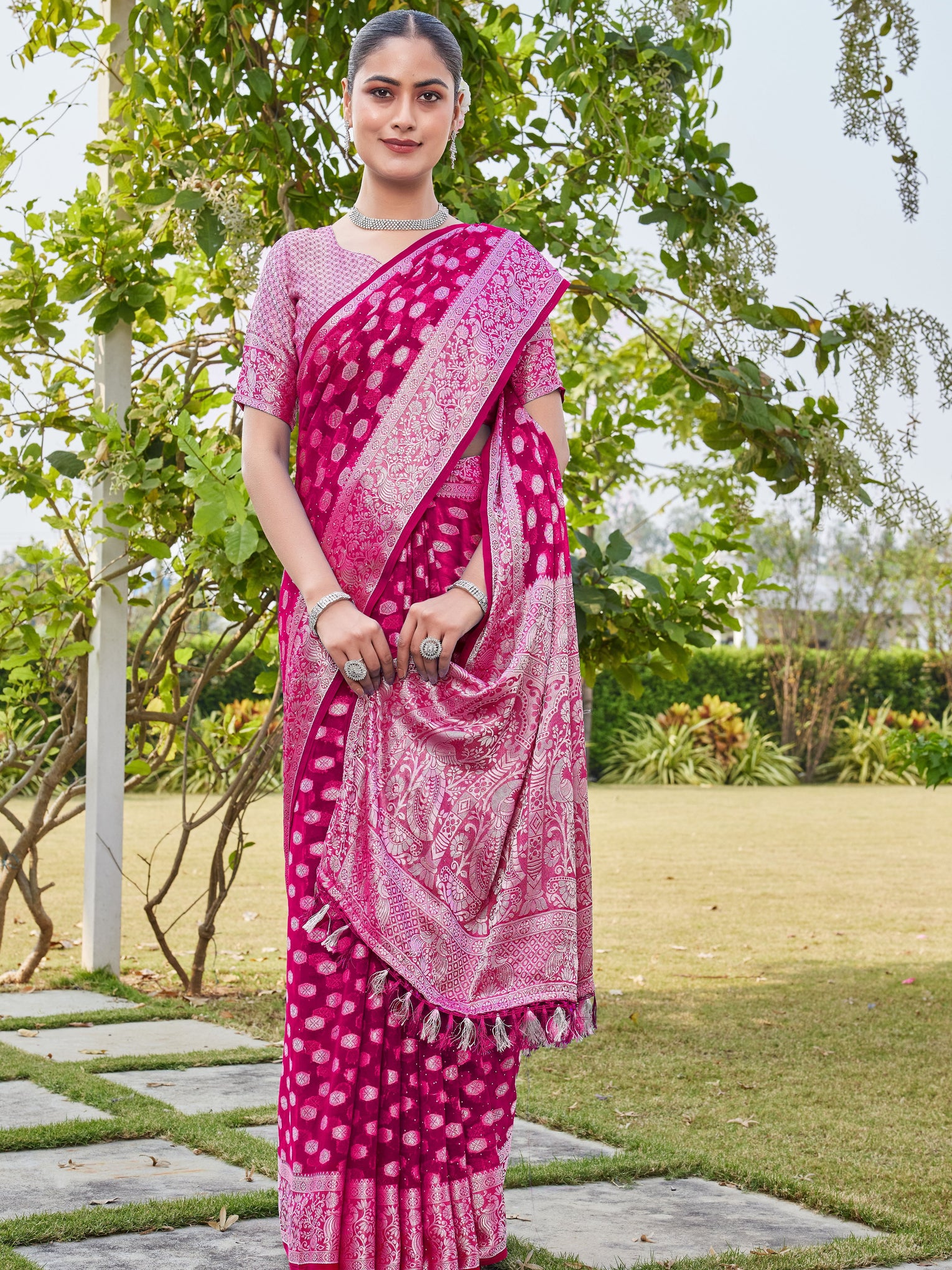 Rani Georgette Saree PANKAJ - View 5