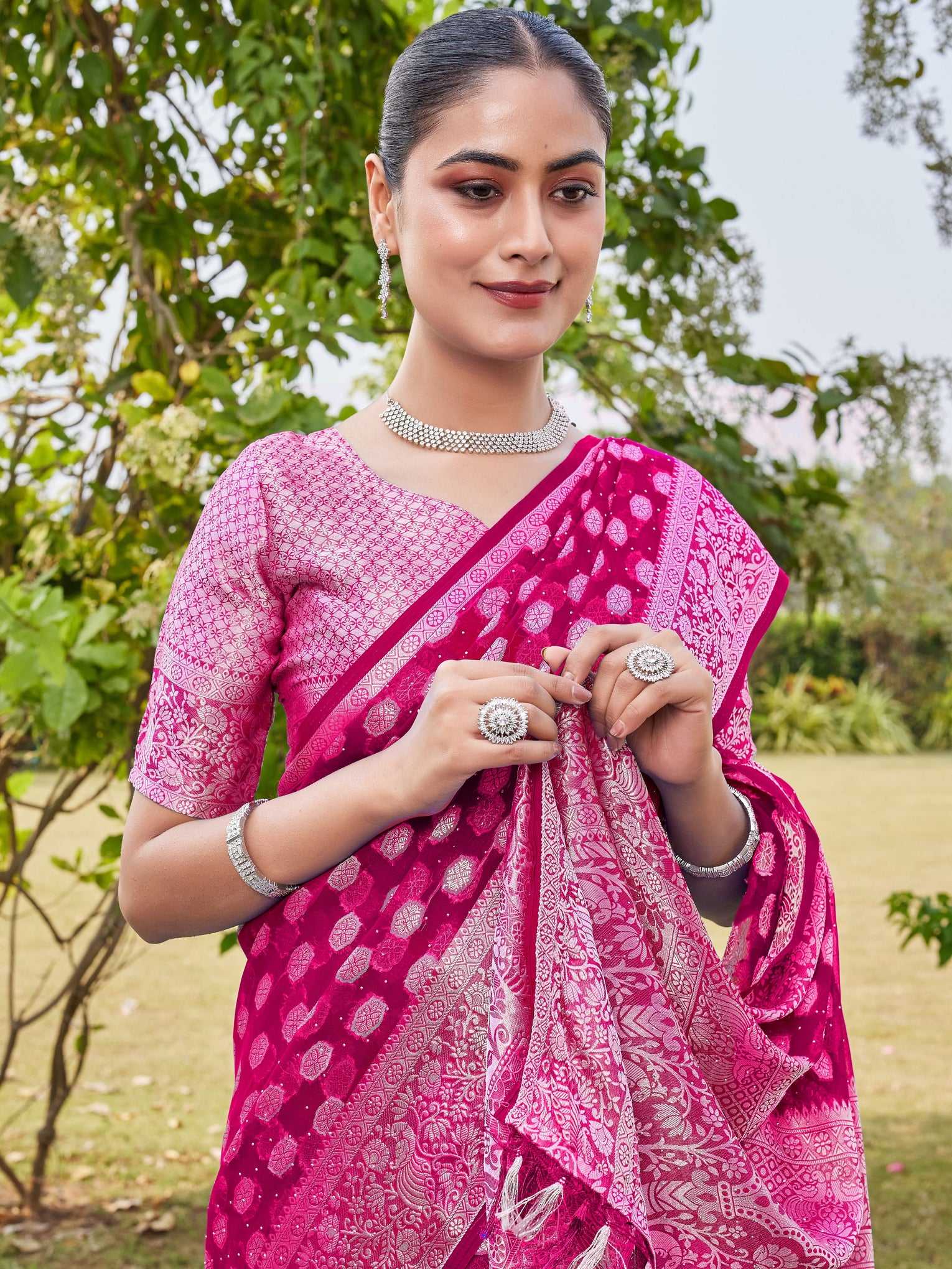 Rani Georgette Saree PANKAJ - View 7