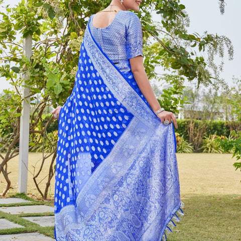 Royal Blue Georgette Saree PANKAJ - View 3