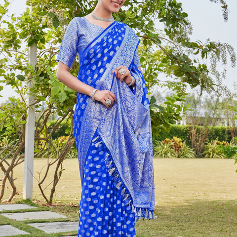 Royal Blue Georgette Saree PANKAJ - View 4