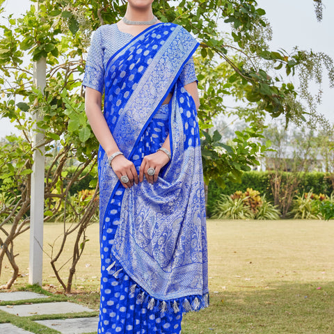 Royal Blue Georgette Saree PANKAJ - View 5