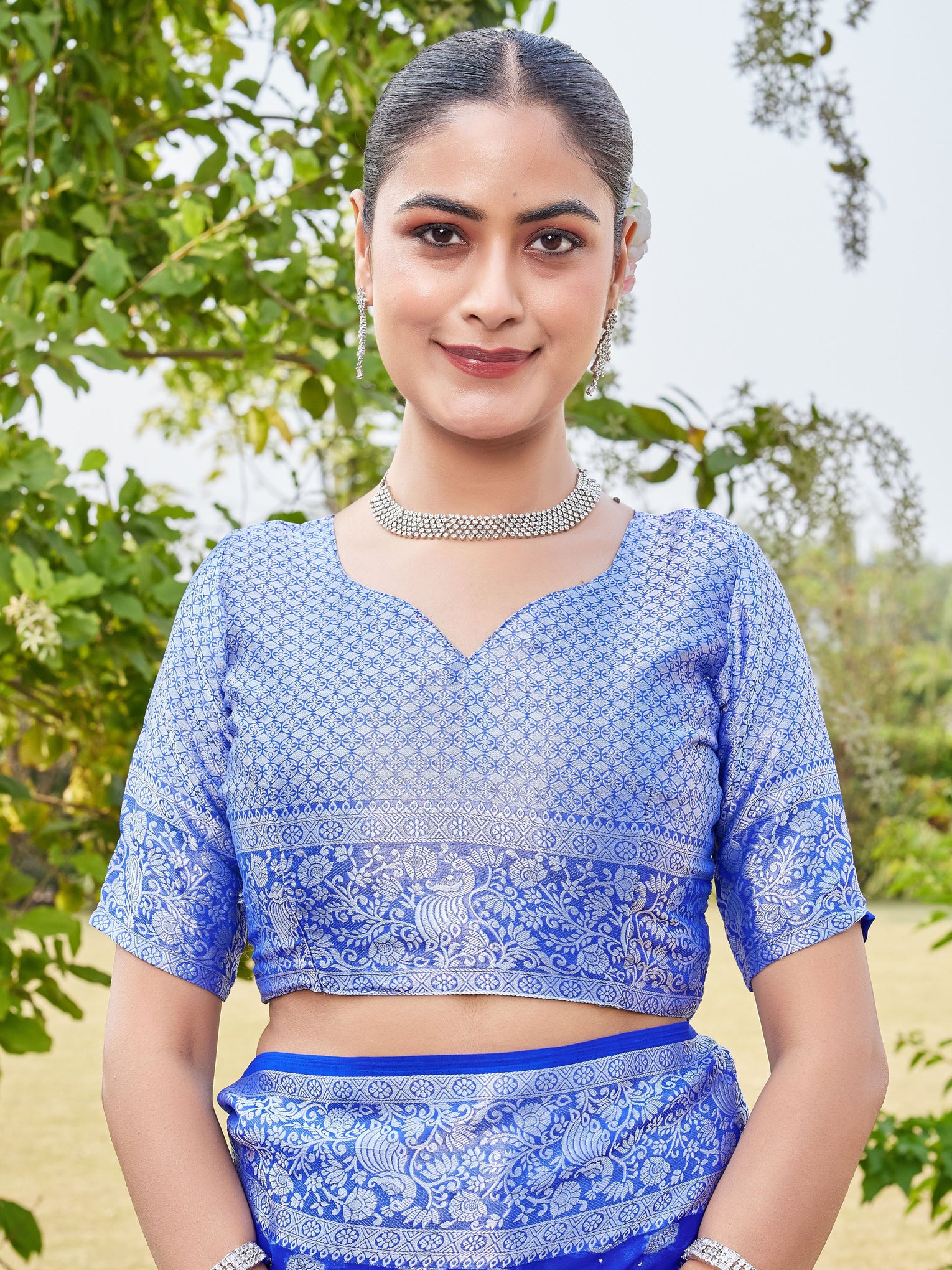 Royal Blue Georgette Saree PANKAJ - View 8
