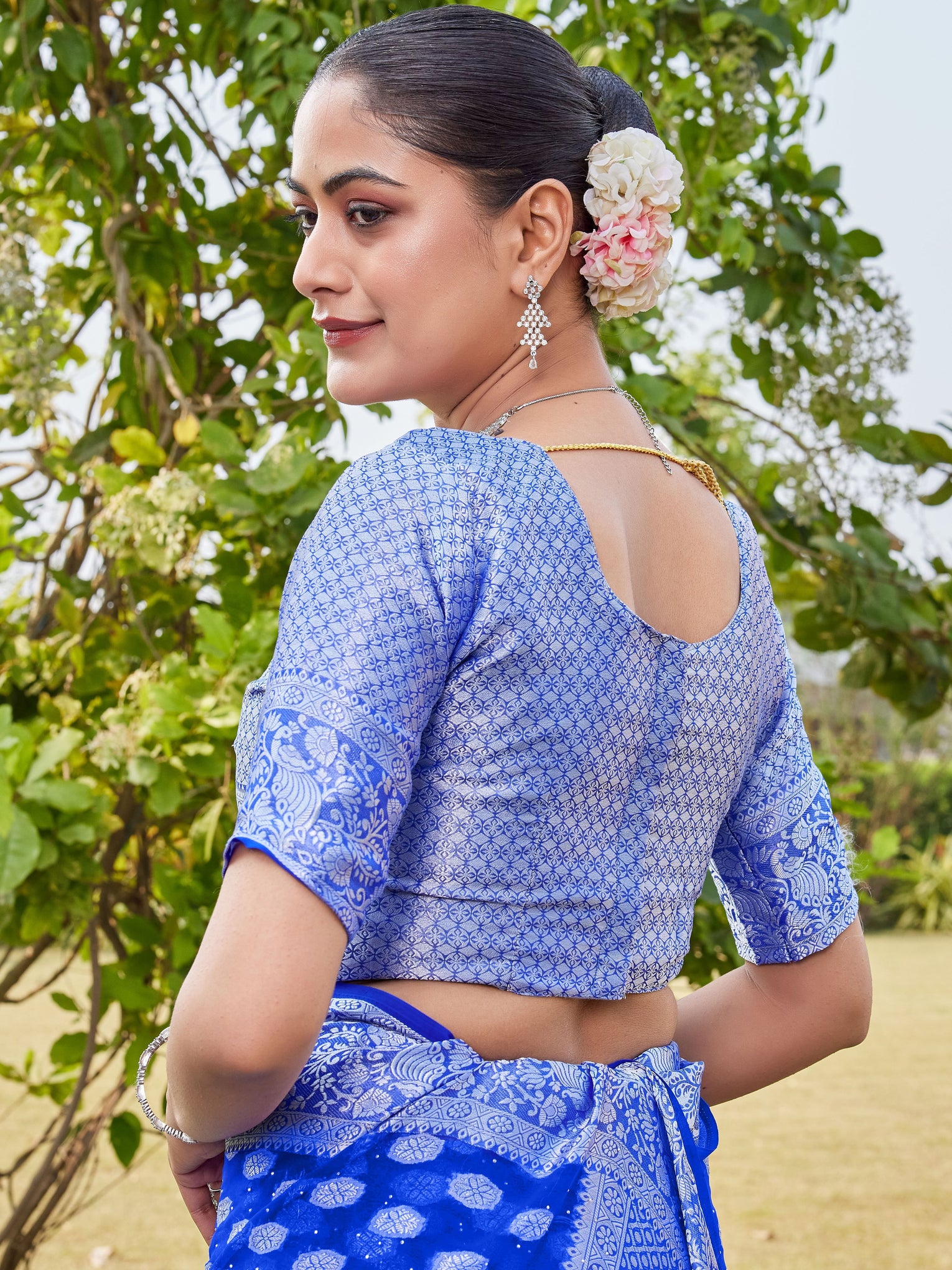 Royal Blue Georgette Saree PANKAJ - View 9
