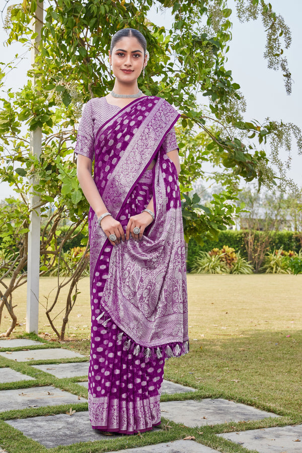 Wine Georgette Saree PANKAJ - View 1