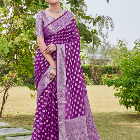 Wine Georgette Saree PANKAJ - View 2