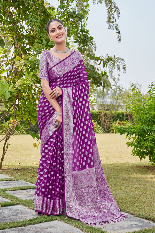 Wine Georgette Saree PANKAJ - View 2