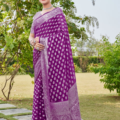 Wine Georgette Saree PANKAJ - View 4
