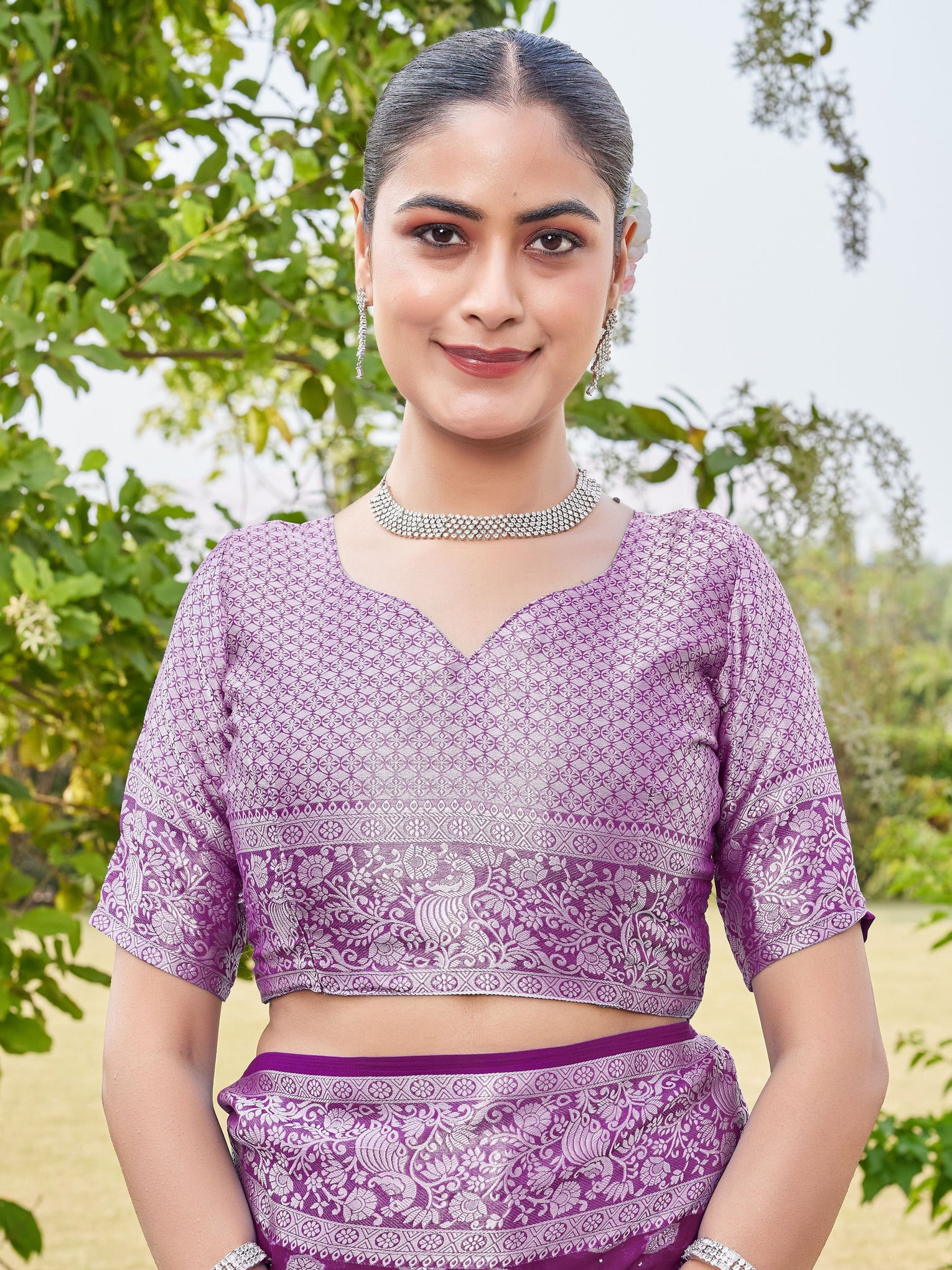 Wine Georgette Saree PANKAJ - View 8