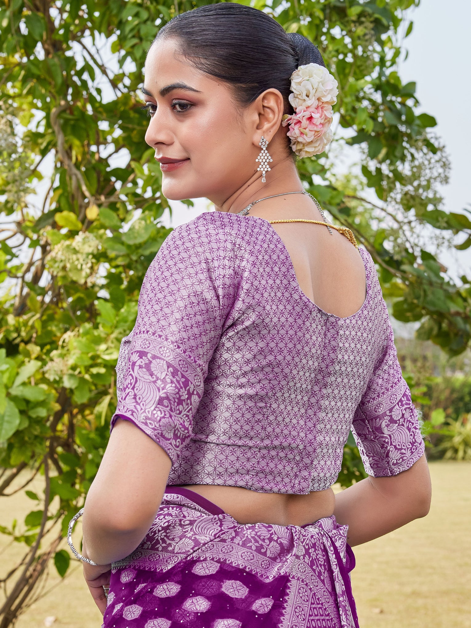 Wine Georgette Saree PANKAJ - View 9