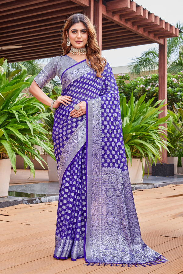 Purple Georgette Saree PIPLOD - View 1