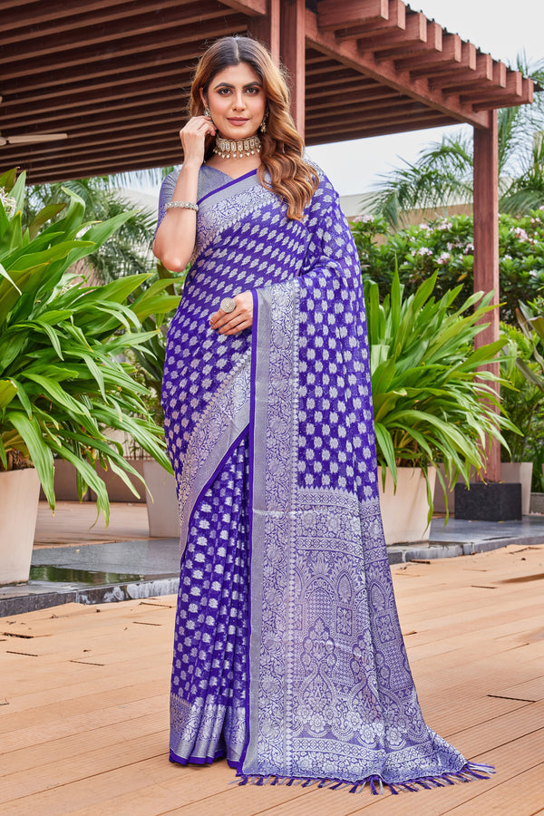 Purple Georgette Saree PIPLOD - View 2