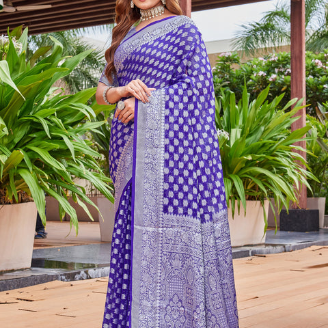 Purple Georgette Saree PIPLOD - View 3
