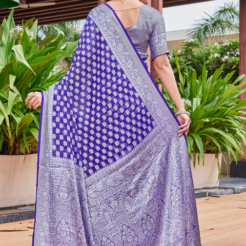 Purple Georgette Saree PIPLOD - View 4