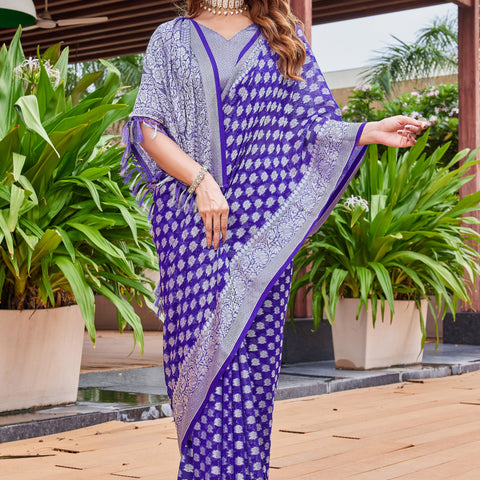 Purple Georgette Saree PIPLOD - View 5