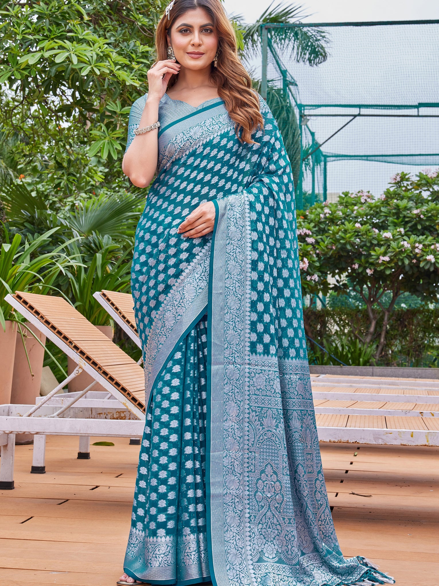 Rama Georgette Saree PIPLOD - View 2