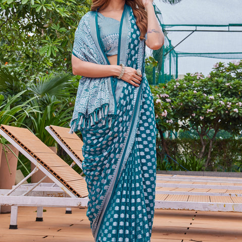 Rama Georgette Saree PIPLOD - View 6