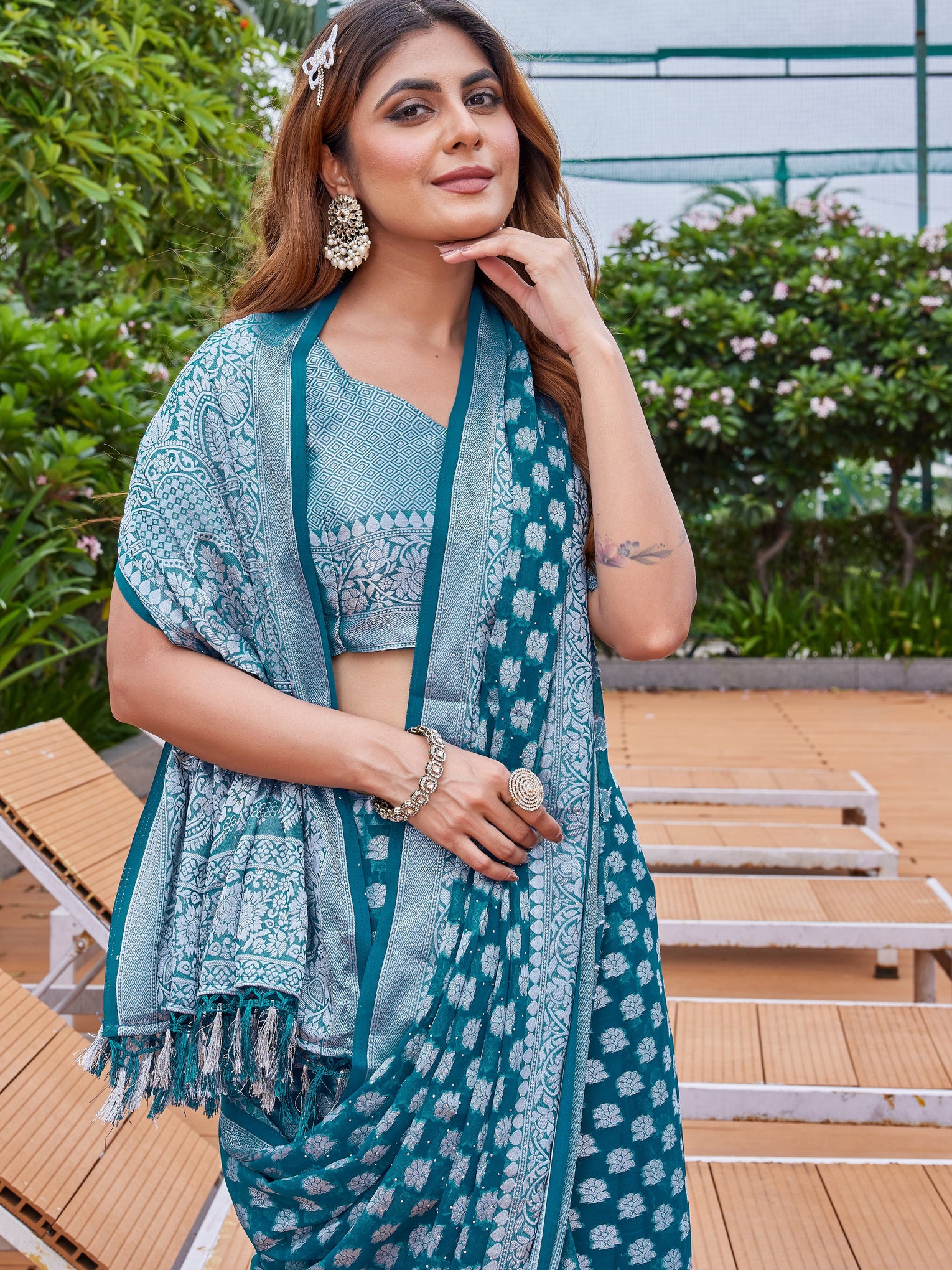 Rama Georgette Saree PIPLOD - View 7