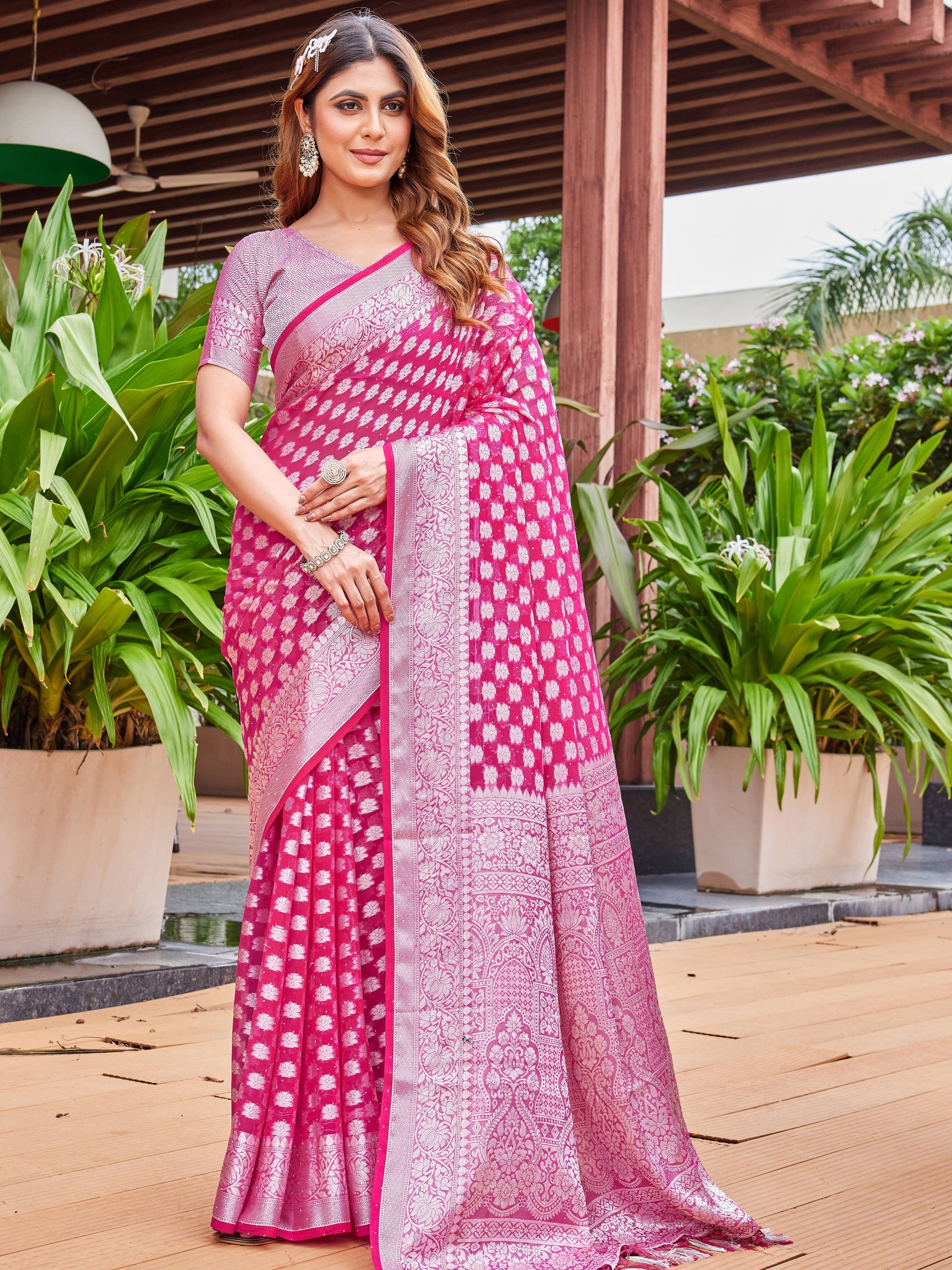 Rani Georgette Saree PIPLOD - View 1