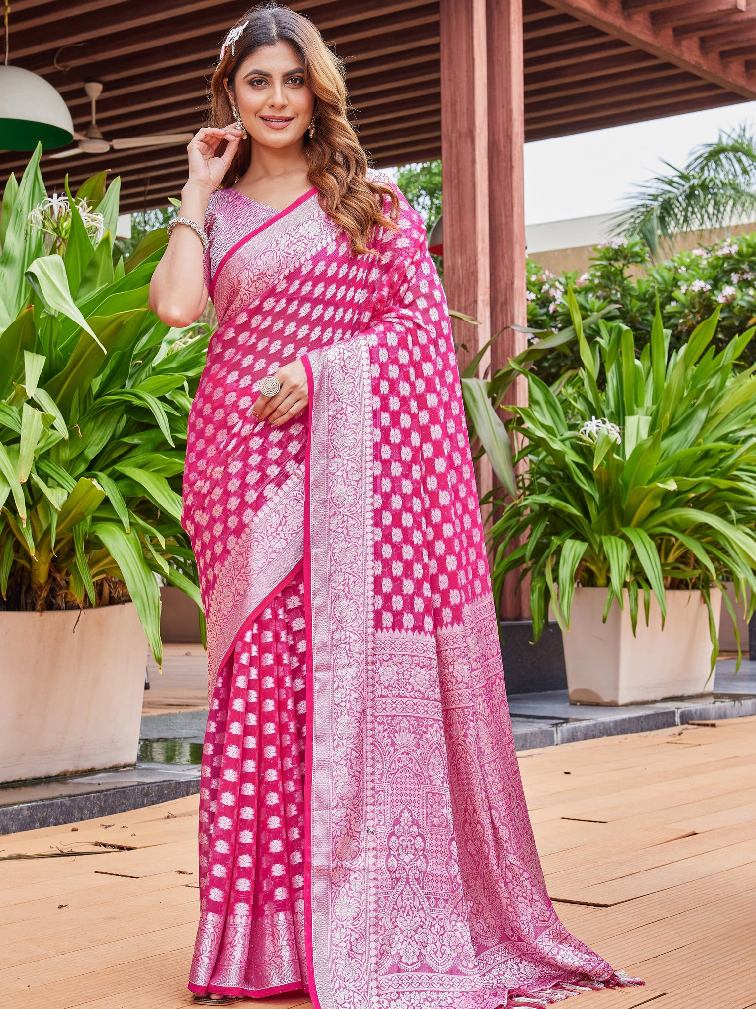 Rani Georgette Saree PIPLOD - View 2