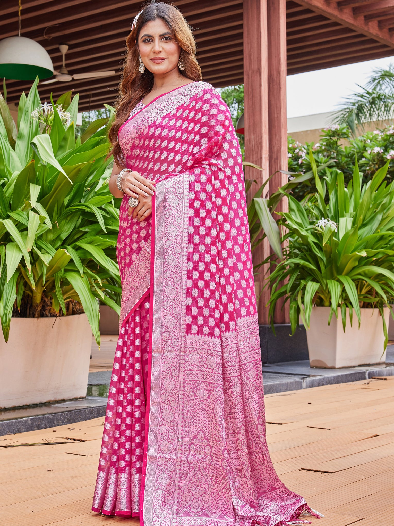 Rani Georgette Saree PIPLOD - View 3
