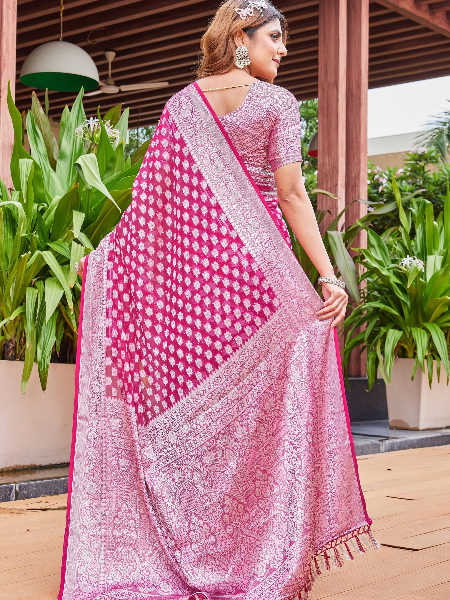 Rani Georgette Saree PIPLOD - View 4