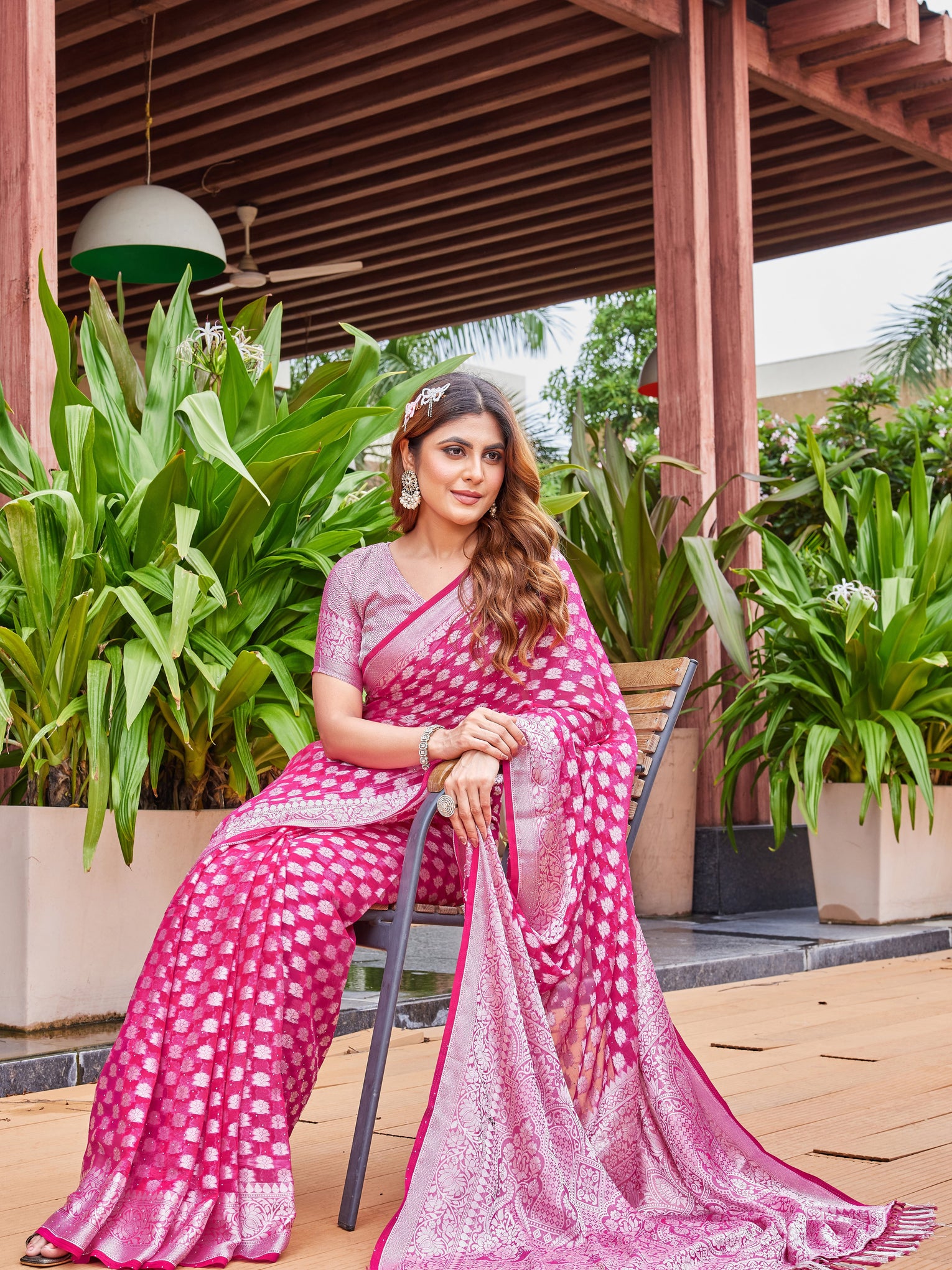 Rani Georgette Saree PIPLOD - View 5