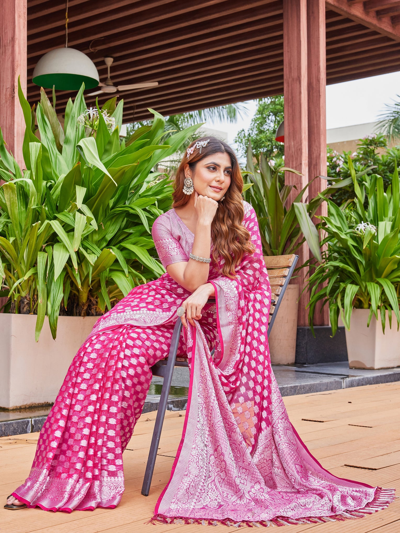 Rani Georgette Saree PIPLOD - View 6