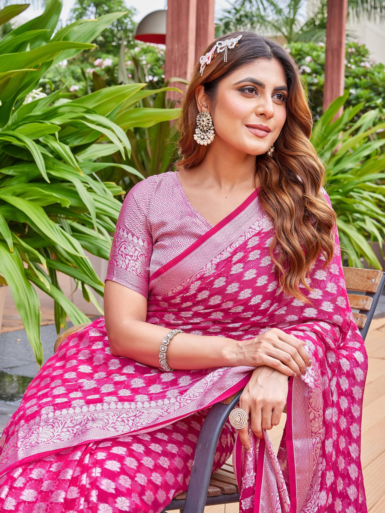 Rani Georgette Saree PIPLOD - View 7
