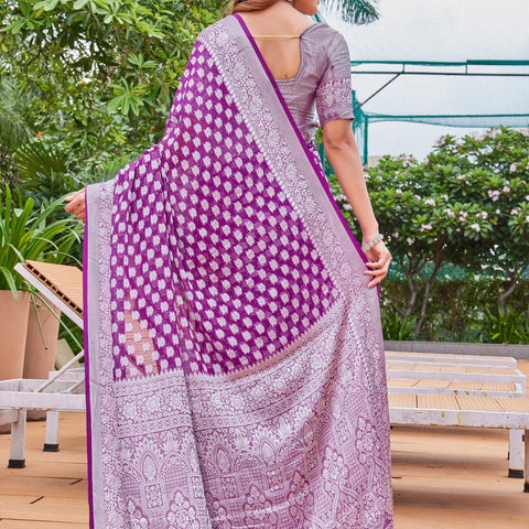 Wine Georgette Saree PIPLOD - View 4