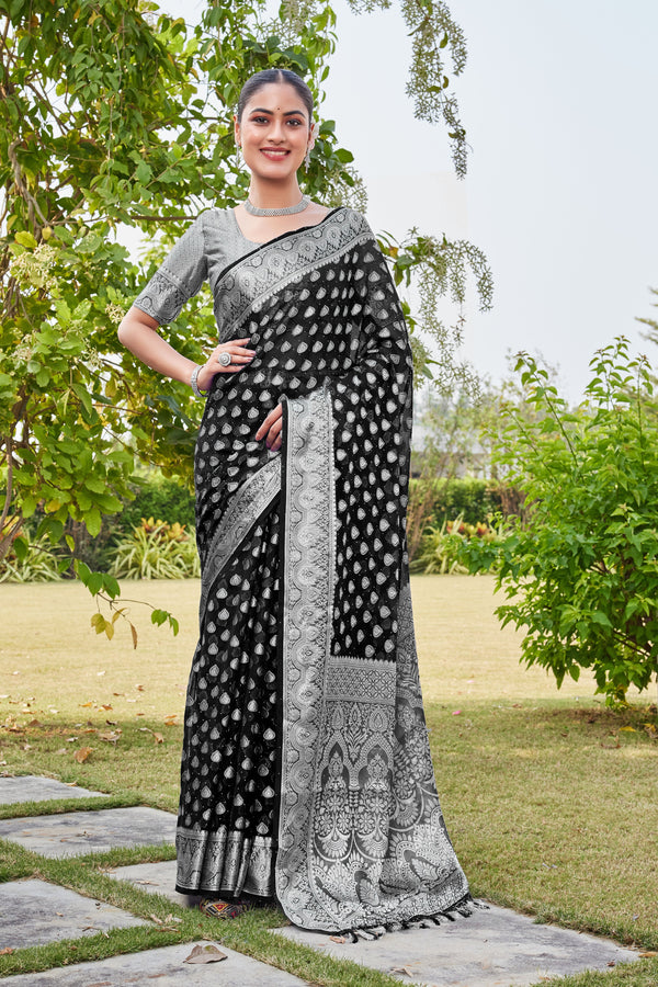 Black Georgette Saree RAJESH - View 2