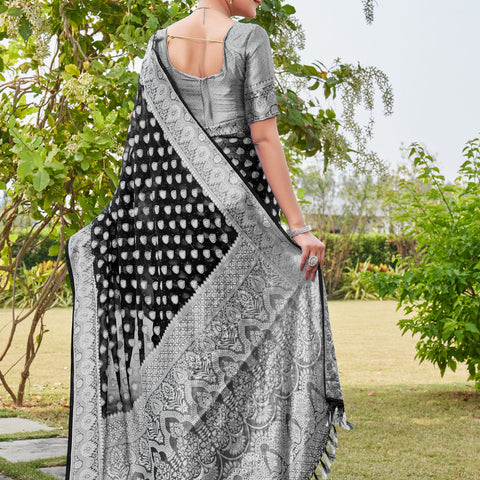 Black Georgette Saree RAJESH - View 4