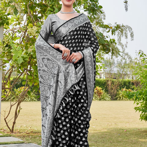Black Georgette Saree RAJESH - View 5