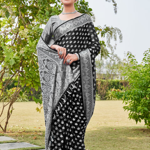 Black Georgette Saree RAJESH - View 6