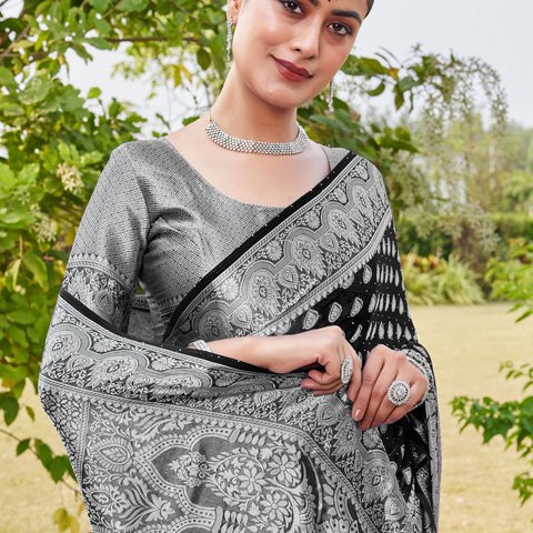 Black Georgette Saree RAJESH - View 7