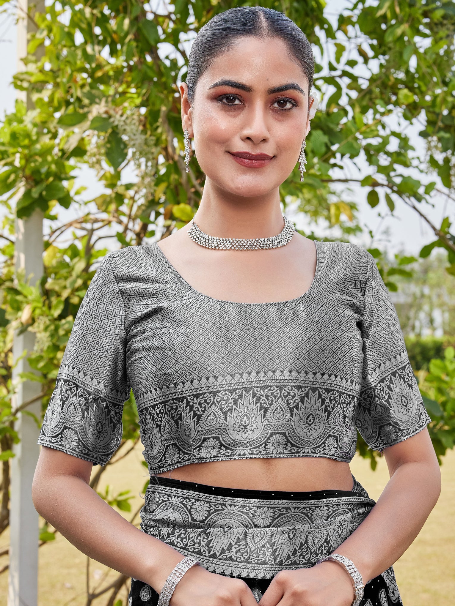 Black Georgette Saree RAJESH - View 8