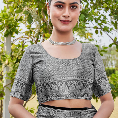 Black Georgette Saree RAJESH - View 8