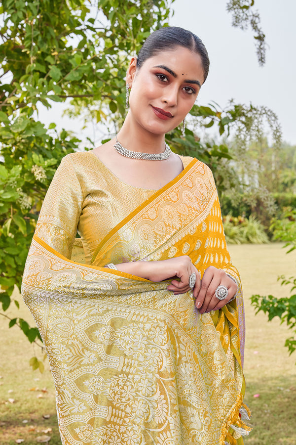 Gold Georgette Saree RAJESH - View 2