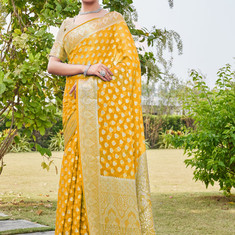 Gold Georgette Saree RAJESH - View 3