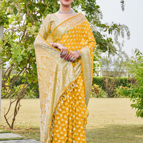 Gold Georgette Saree RAJESH - View 5