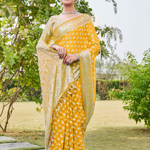 Gold Georgette Saree RAJESH - View 6