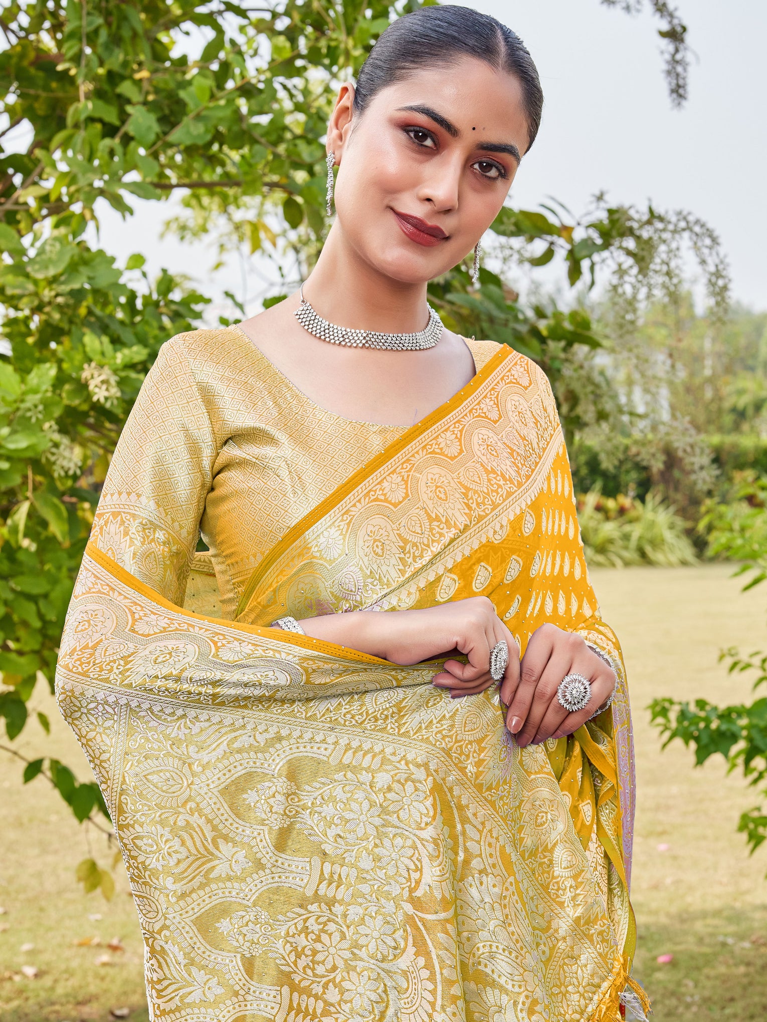 Gold Georgette Saree RAJESH - View 7