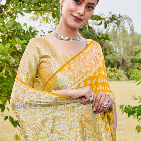 Gold Georgette Saree RAJESH - View 7