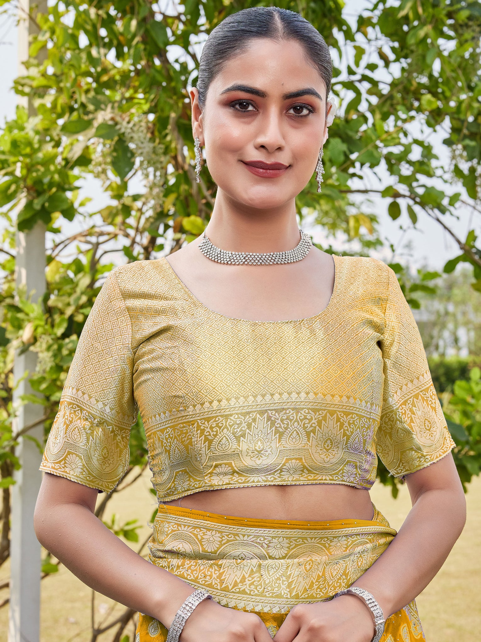 Gold Georgette Saree RAJESH - View 8