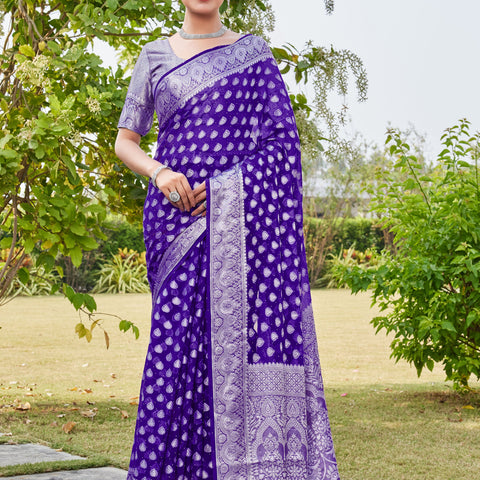 Purple Georgette Saree RAJESH - View 1