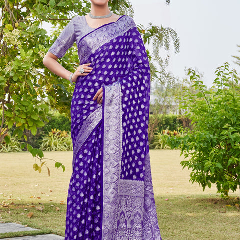 Purple Georgette Saree RAJESH - View 2