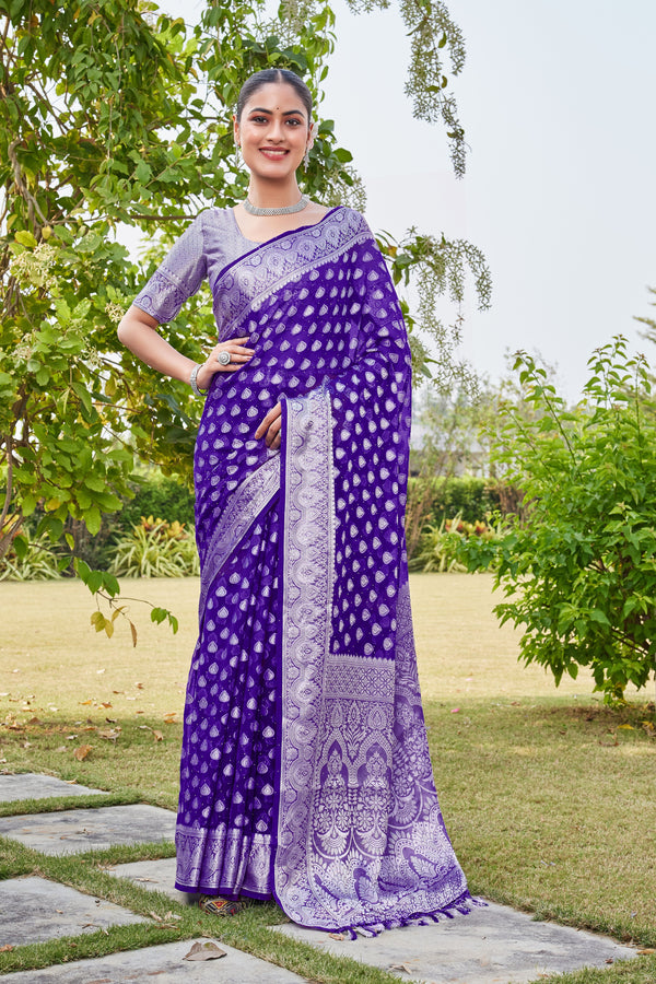Purple Georgette Saree RAJESH - View 2
