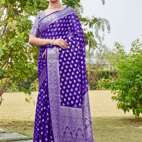 Purple Georgette Saree RAJESH - View 3